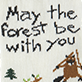 View May the Forest be with You Kids Crew Socks - Handwritten text reading "May the forest be with you" with small trees and brown branches