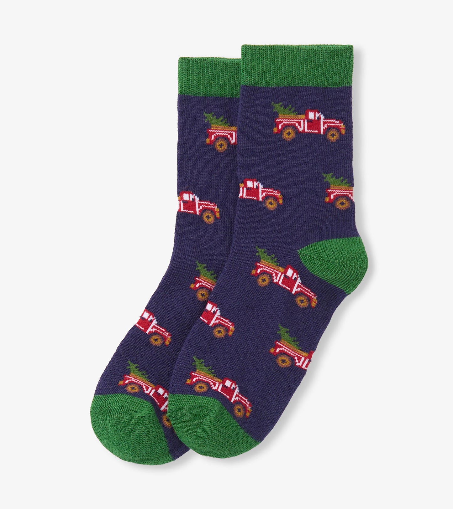 Boys Red Truck Hauling a Tree Crew Socks