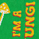 View Men's Mushroom Crew Socks - Yellow mushroom on green background with text 'I'M A FUNGI