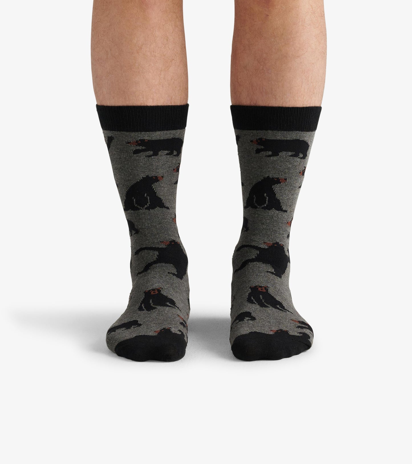Charcoal Bears Men's Crew Socks