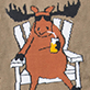 View Making the Moose out of Life Men's Crew Socks - Cartoon moose sitting in a white chair, holding a drink