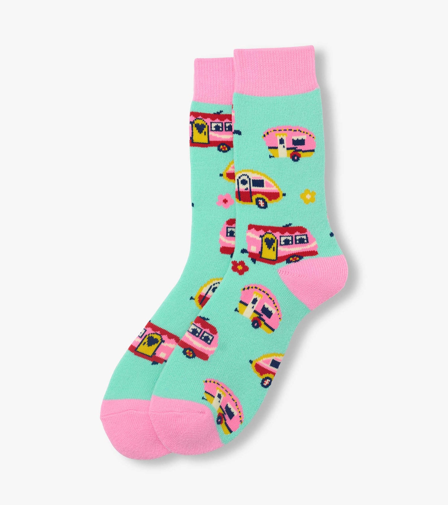 Chaussettes douillettes pour femme – Motifs de camping rétro