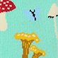 View Women's Mushrooms Cozy Socks - Abstract landscape with red and white spotted mushroom tops, yellow flowers, and small birds on a teal background