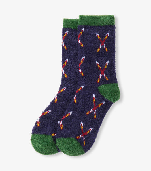 Women's Crossed Skis Fuzzy Socks