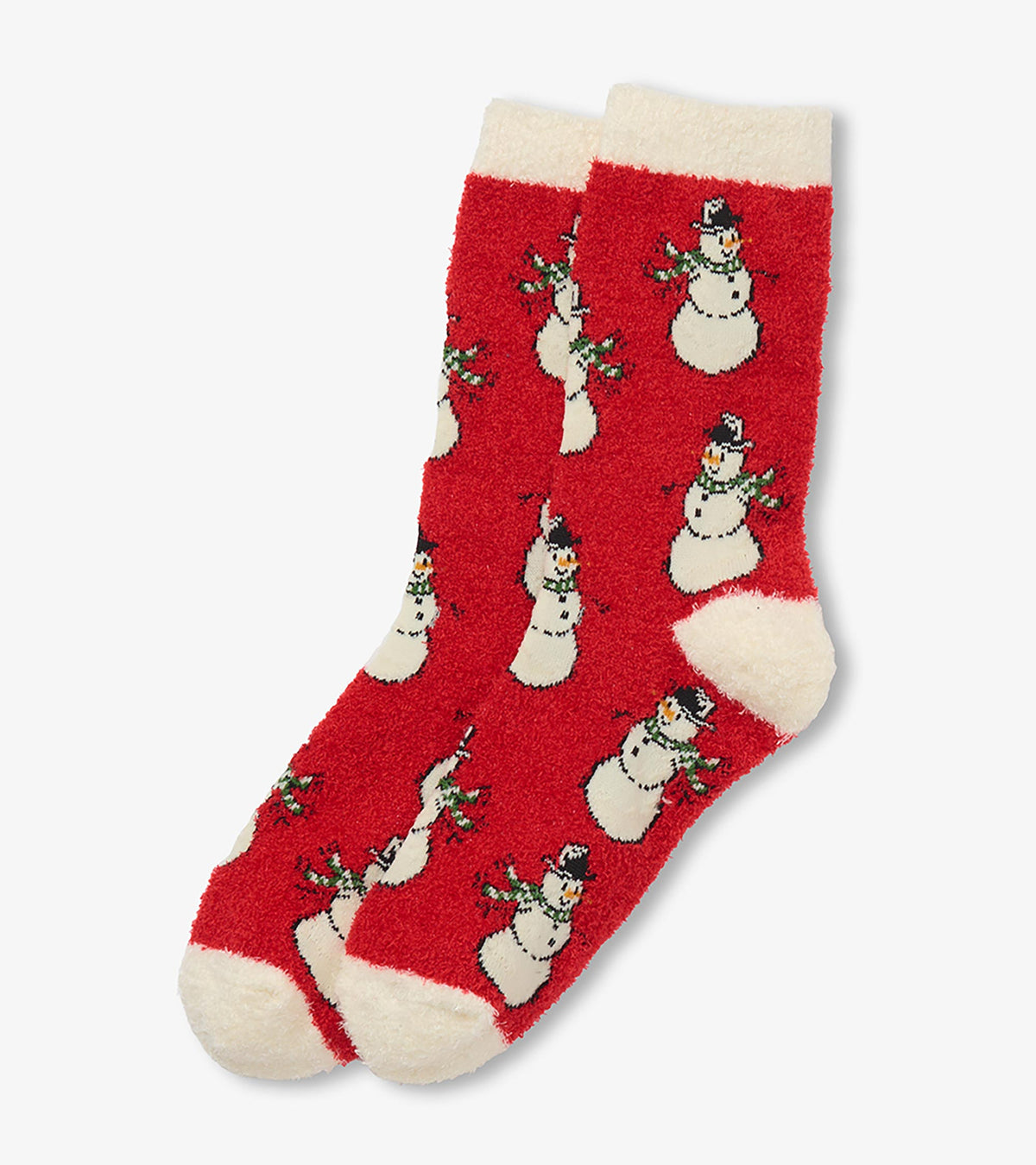 Chaussettes duveteuses pour femme – Bonhommes de neige rétro