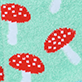 View Women's Mushrooms Fuzzy Socks - Three red mushrooms with white spots on a mint green background