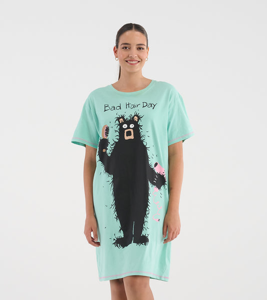 Chemise de nuit pour femme – Ours « Bad Hair Day »