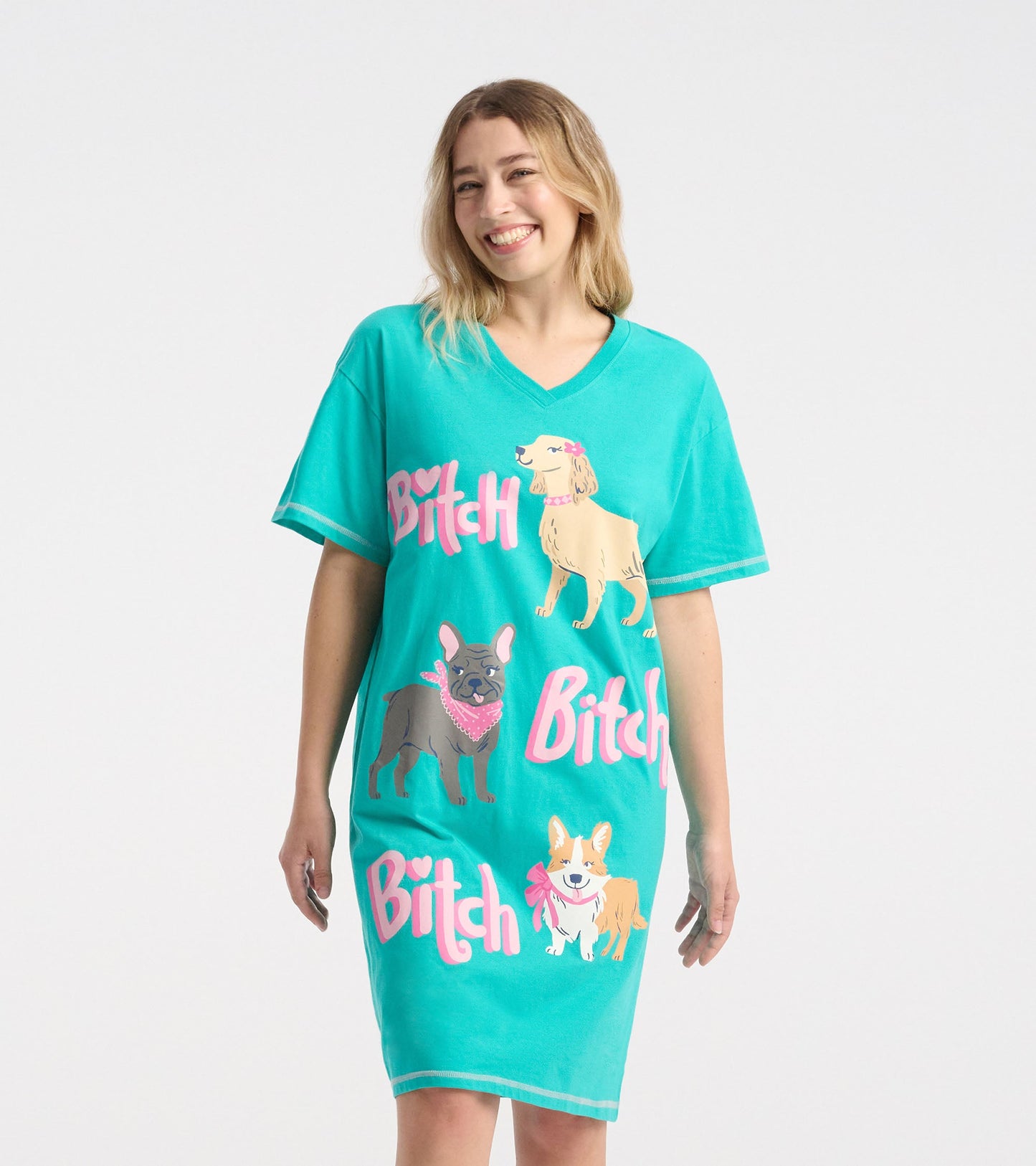Chemise de nuit pour femme – Chiens aboyant « Bitch Bitch Bitch »