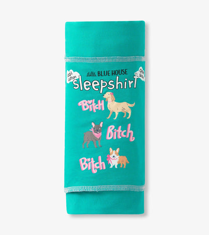 Chemise de nuit pour femme – Chiens aboyant « Bitch Bitch Bitch »
