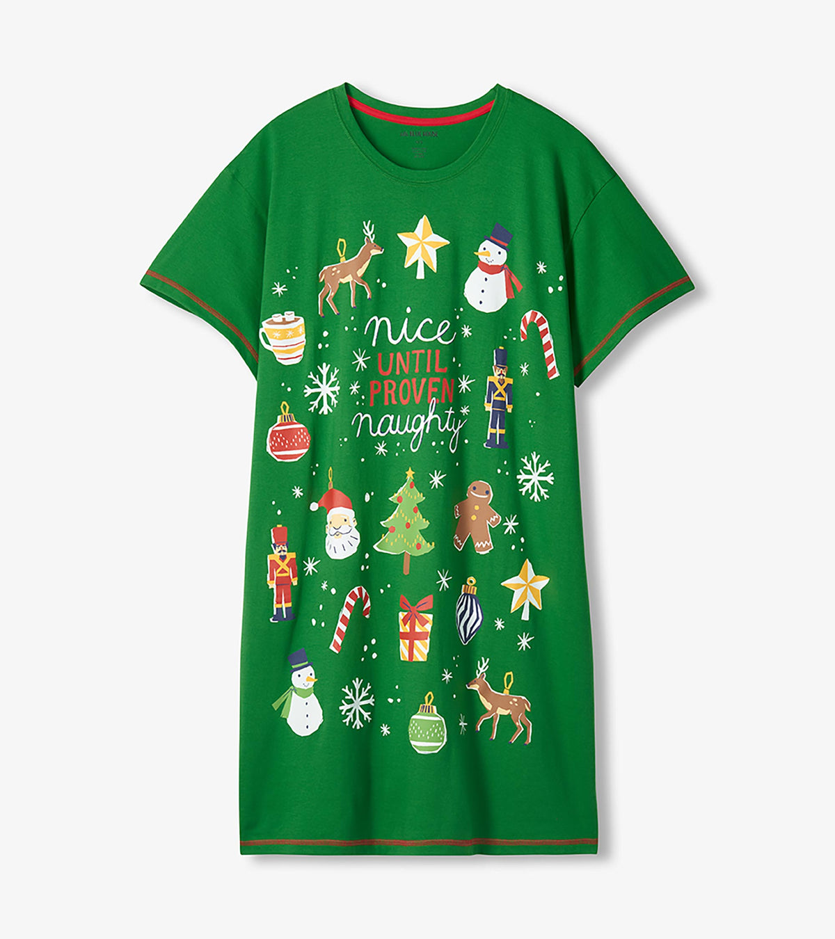 Chemise de nuit pour femme – Motifs de Noël « Nice Until Proven Naughty »