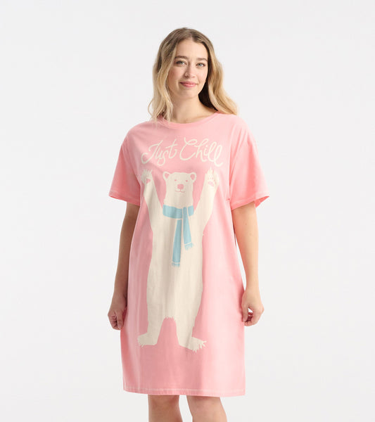 Chemise de nuit pour femme – Ours polaire « just chill »