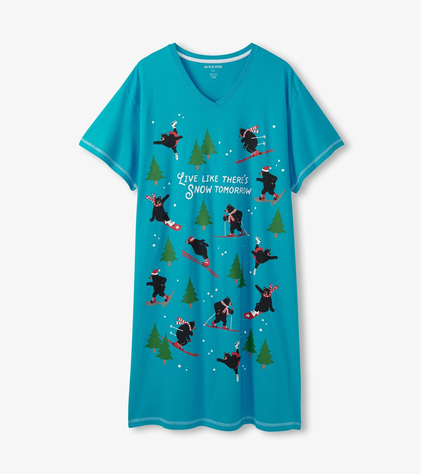 Chemise de nuit pour femme – Ours sur les pentes « snow tomorrow »