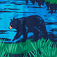 View Women's Stay Wild Cotton Sleepshirt - Blue bear walking through grass with trees in the background