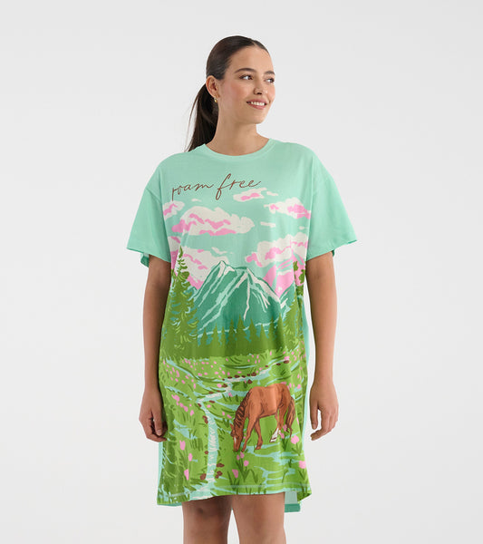 Chemise de nuit pour femme – Aquarelle « Roam Free »