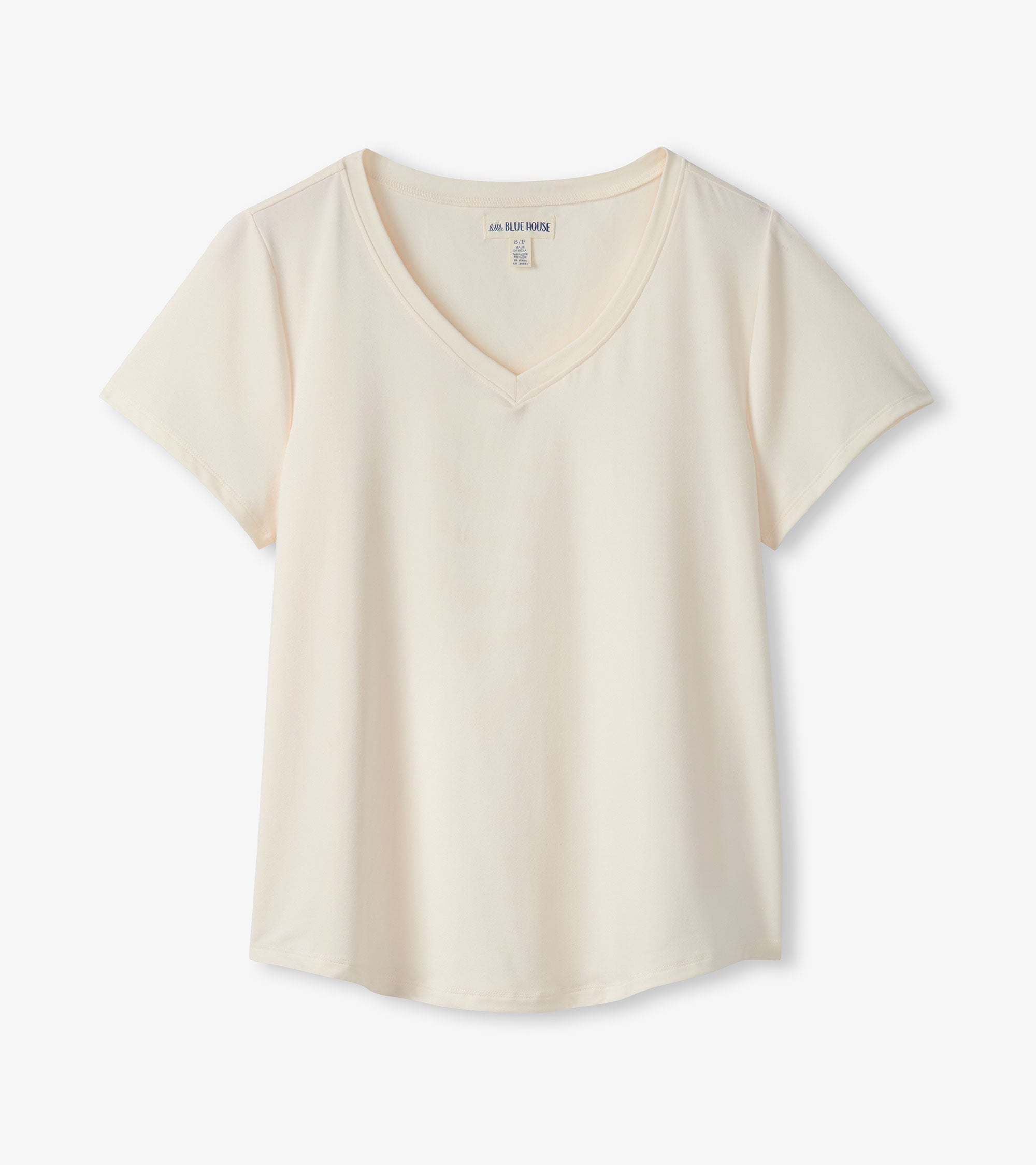 T-shirt à encolure en v pour femme – Crème