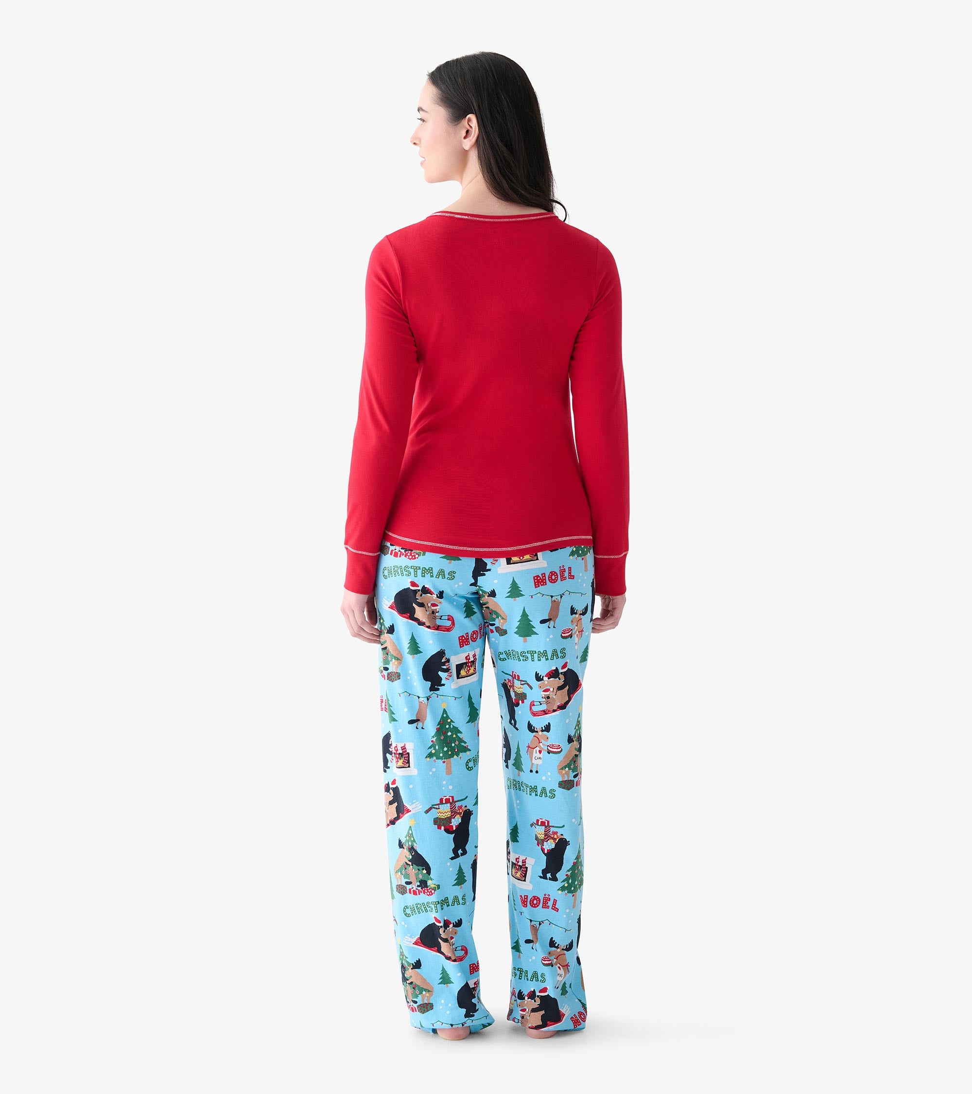 Women's Red Long Sleeve Pajama Top