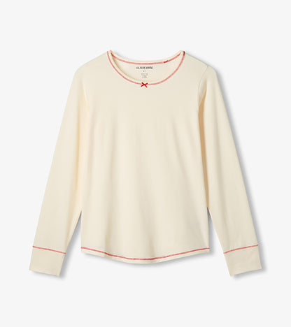Haut en jersey extensible pour femme – Crème