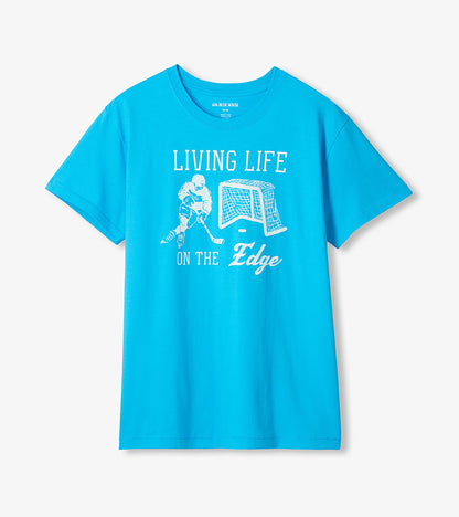 T-shirt pour homme – Joueur de hockey « Living Life On The Edge »