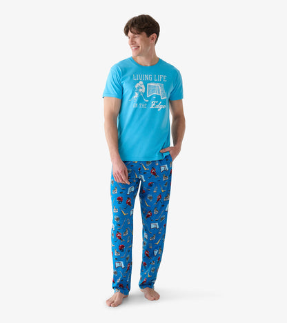 T-shirt pour homme – Joueur de hockey « Living Life On The Edge »