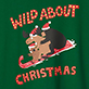 Cartoon dog skateboarding in a Santa hat with text 'WILD ABOUT CHRISTMAS