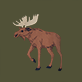 View Men's Wild Moose T-Shirt - Brown moose illustration with antlers on an olive green background