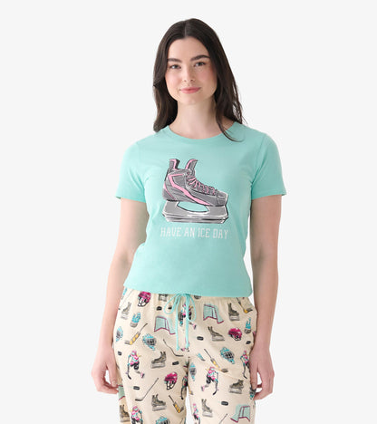 T-shirt de pyjama pour femme – Patin « Have an Ice Day »