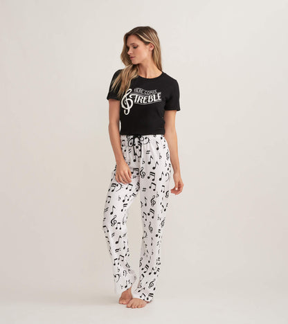 T-shirt de pyjama pour femme – Clé de sol « Here Comes Treble »