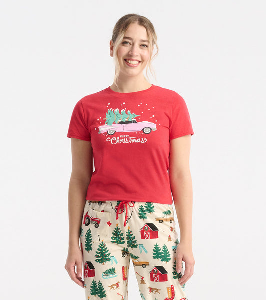 T-shirt de pyjama pour femme – Voiture rose