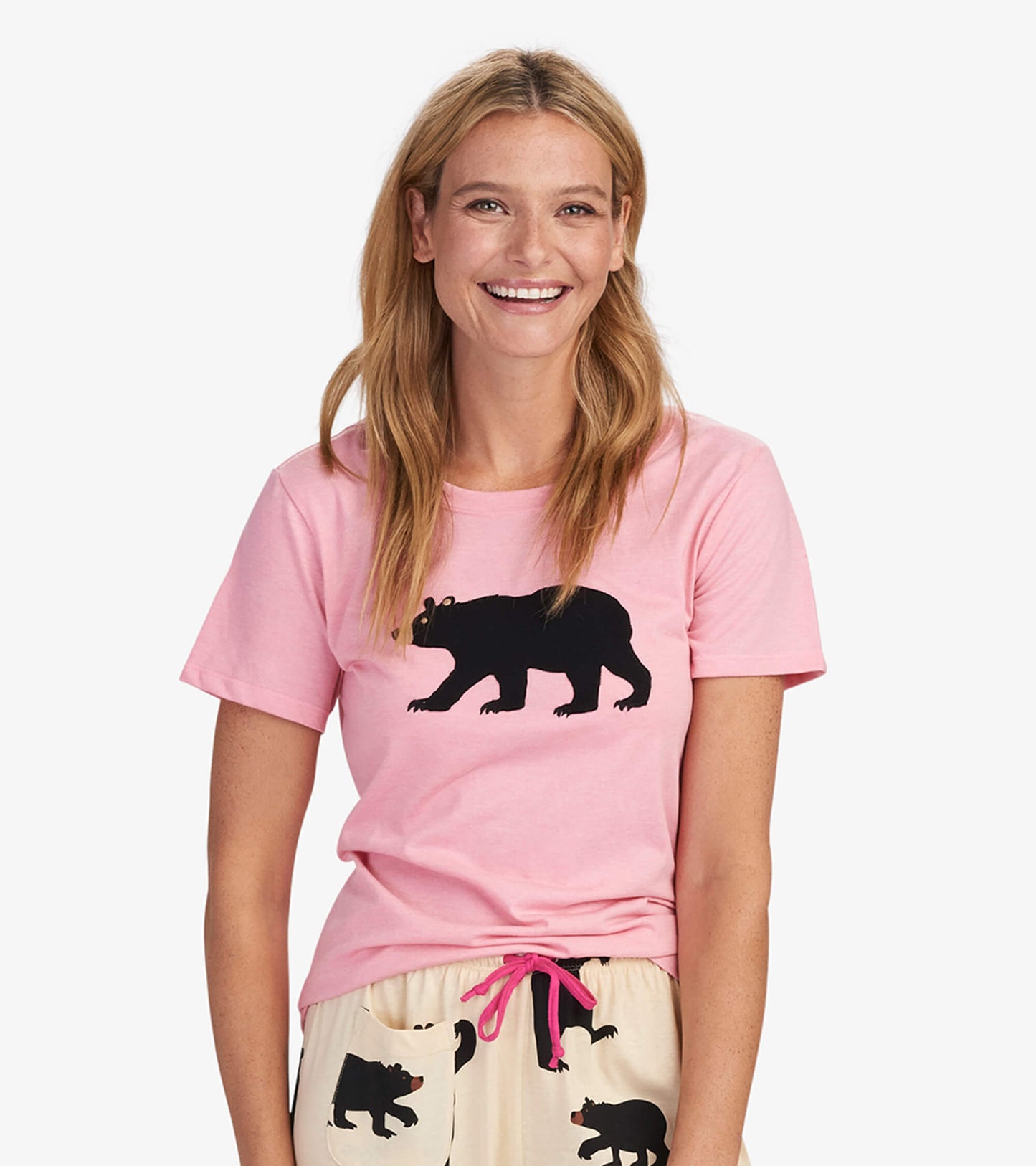 Bear on Pink Women's Pajama T-Shirt