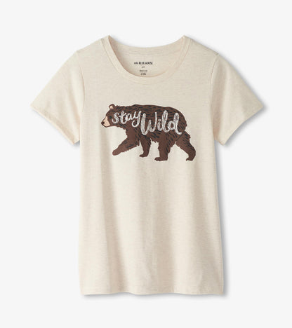 T-shirt de pyjama pour femme – Ours « Stay Wild »