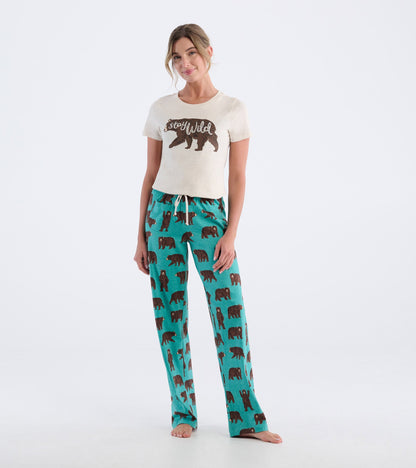 T-shirt de pyjama pour femme – Ours « Stay Wild »