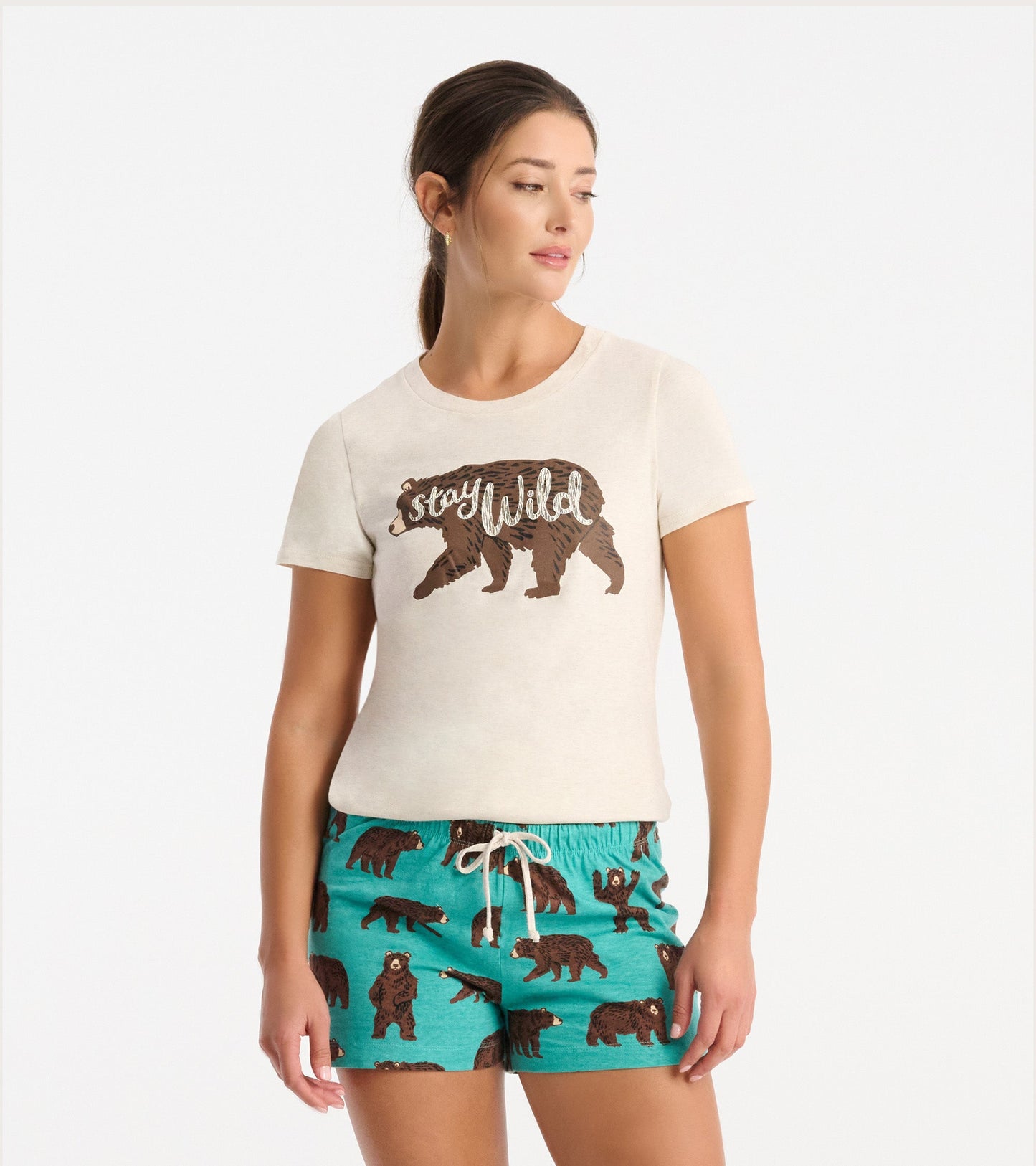 T-shirt de pyjama pour femme – Ours « Stay Wild »