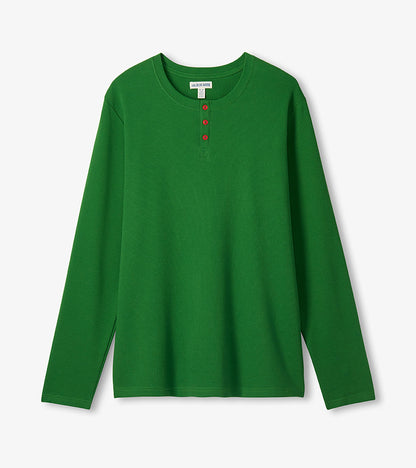 Men's Forest Green Waffle Henley