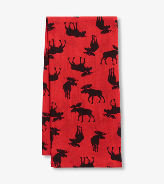 Moose on Red Tea Towel