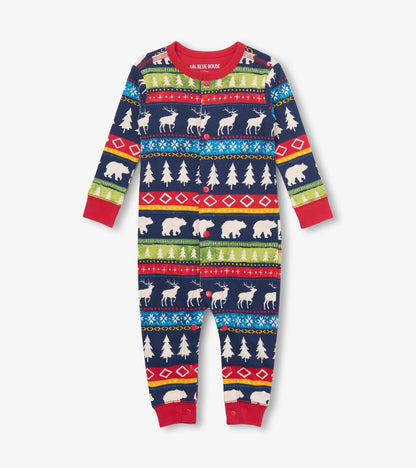 Combinaison pour bébé – Motif Fair Isle bleu marine