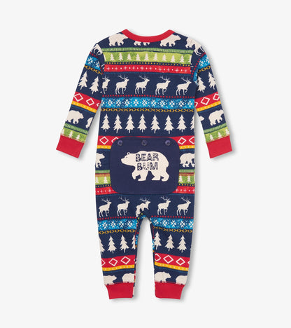 Combinaison pour bébé – Motif Fair Isle bleu marine