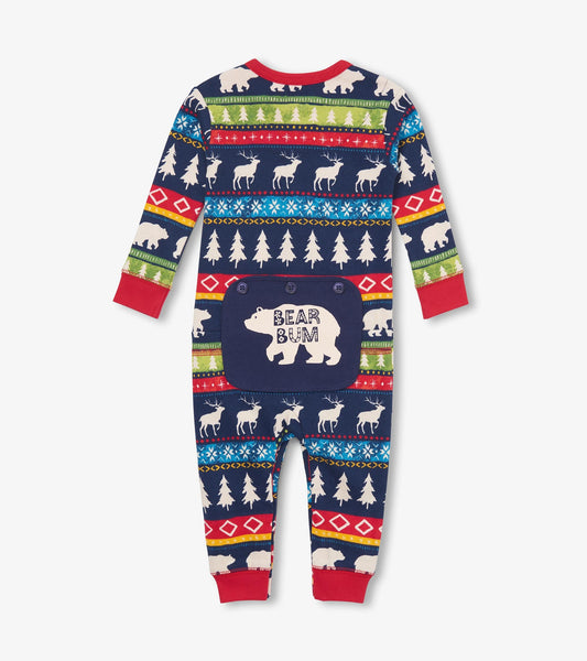 Combinaison pour bébé – Motif Fair Isle bleu marine