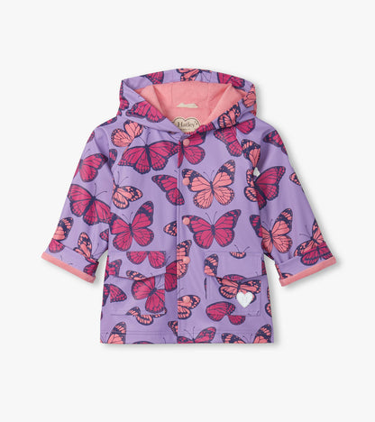 Girls Violet Butterflies Rain Jacket