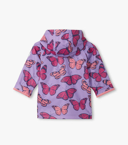Girls Violet Butterflies Rain Jacket