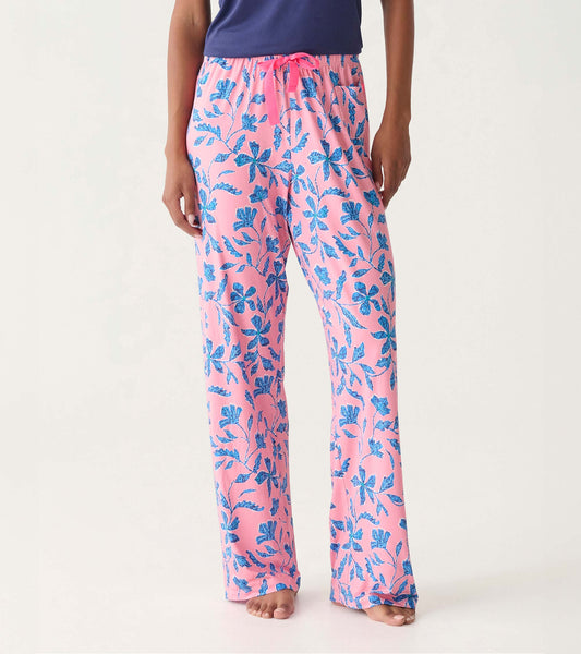 Women's Pink Batik Flowers Polyknit Pajama Pants