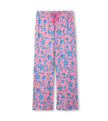 Women's Pink Batik Flowers Polyknit Pajama Pants