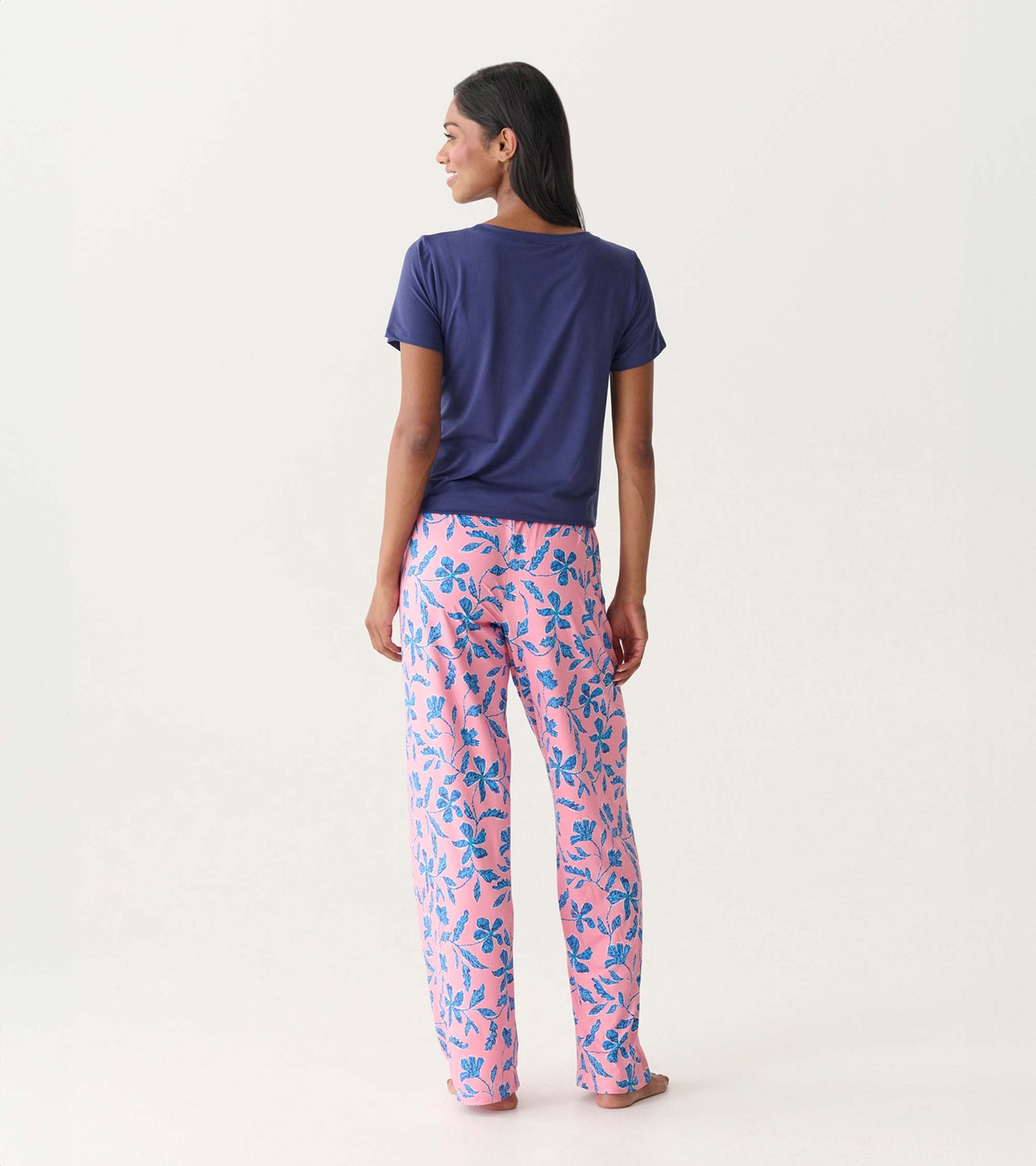 Women's Pink Batik Flowers Polyknit Pajama Pants