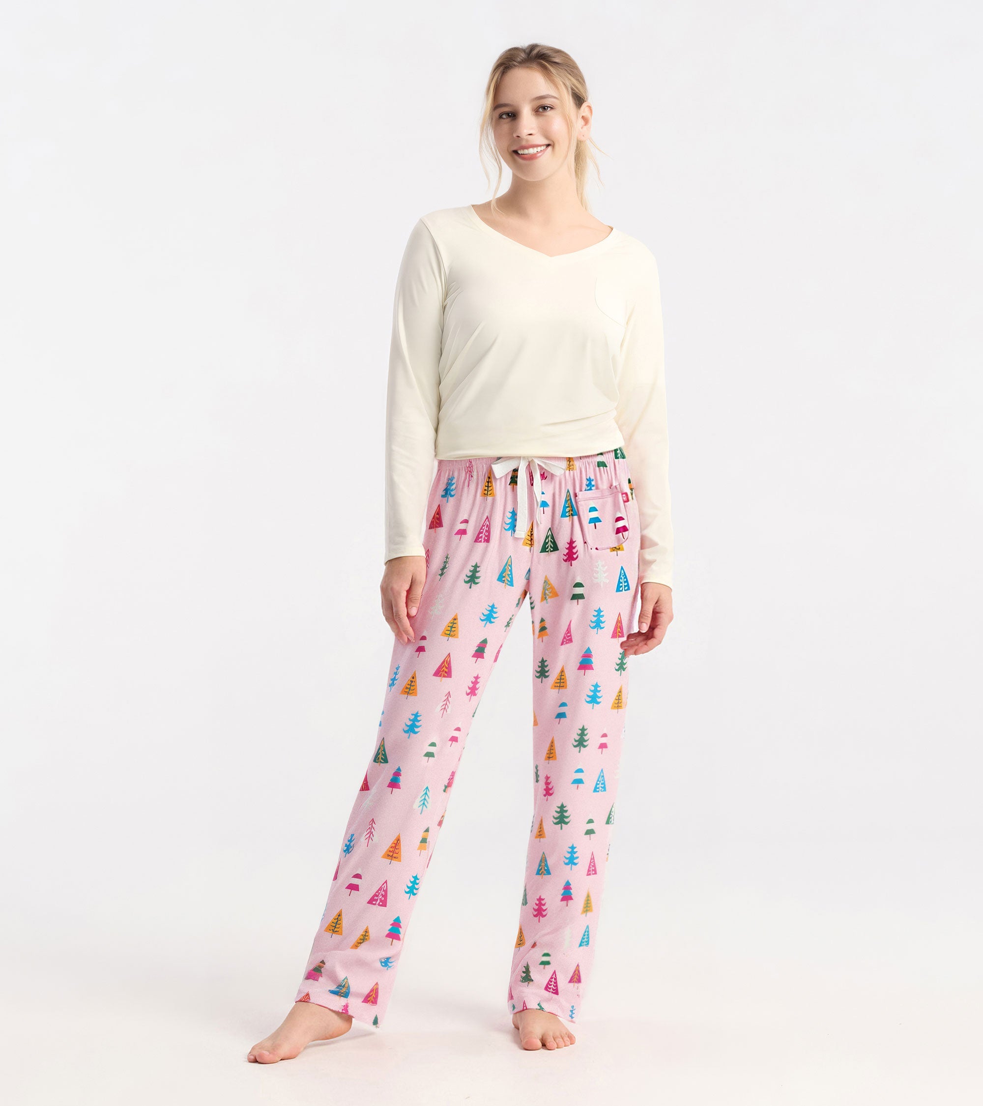 Women's Colourful Holiday Trees Polyknit Pajama Pants