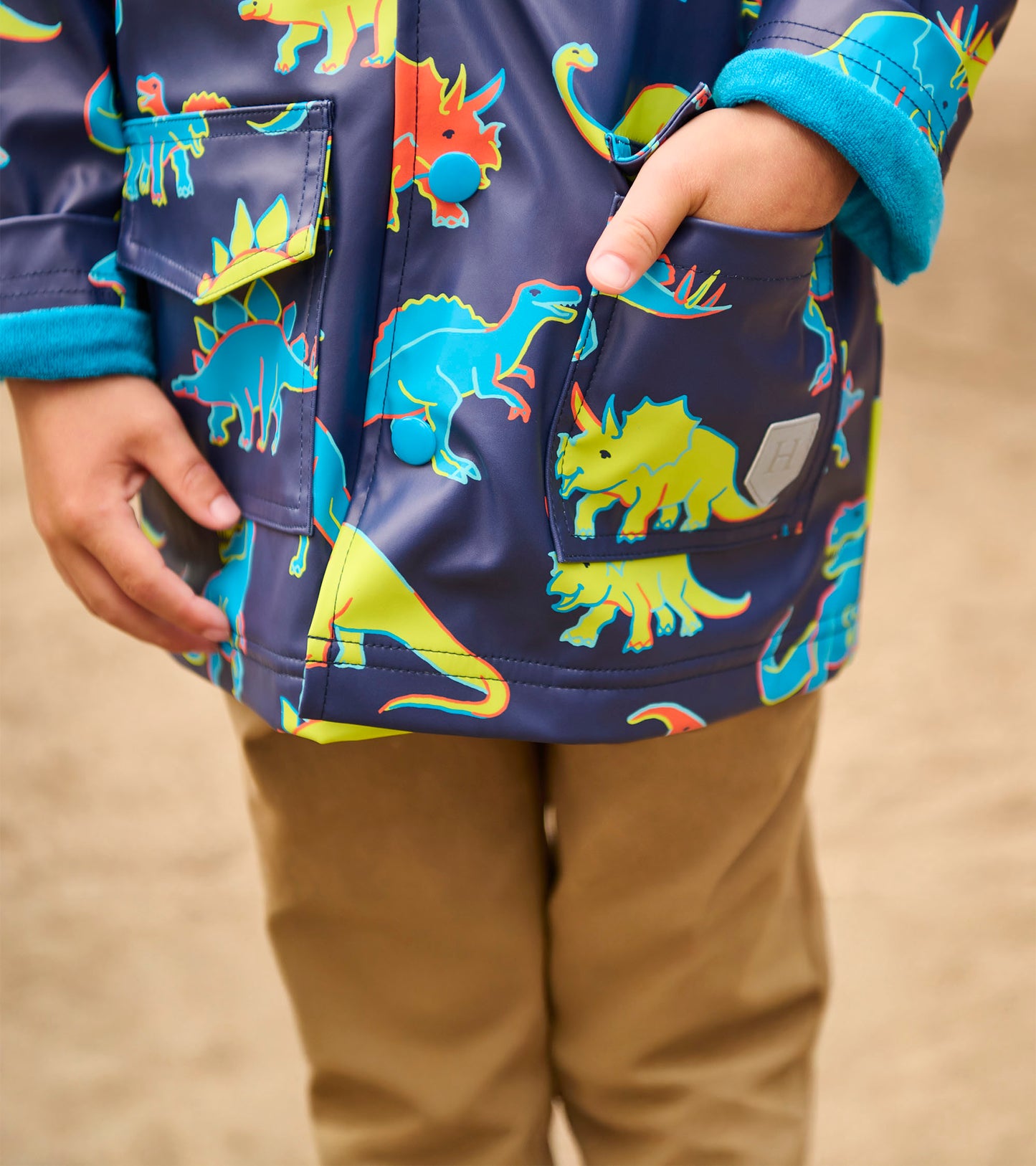Boys Neon Dinos Rain Jacket