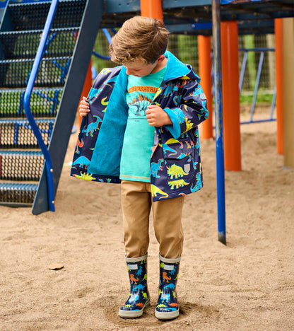 Boys Neon Dinos Rain Jacket
