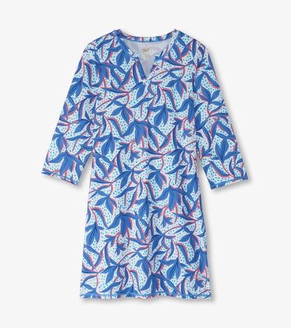 Robe à encolure crantée – Fleurs à feuilles