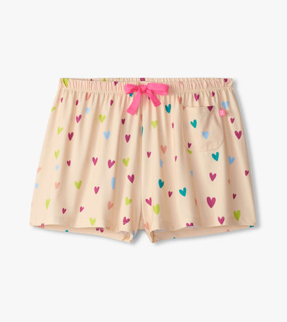 Women's Jelly Bean Hearts Polyknit Pajamas Shorts