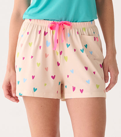 Women's Jelly Bean Hearts Polyknit Pajamas Shorts