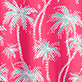 View Women's Palm Mirage Summer Dress - Pink tropical leaf pattern with white and teal palm fronds