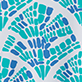 View Women's Mosaic Waves T-Shirt Dress - Blue and teal abstract leaf pattern on a white background